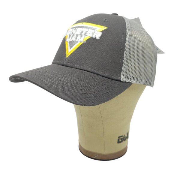 Monster Jam Embroidered Logo Mesh Snapback Cap Chino Twill Trucker Baseball Hat - Picture 2 of 13